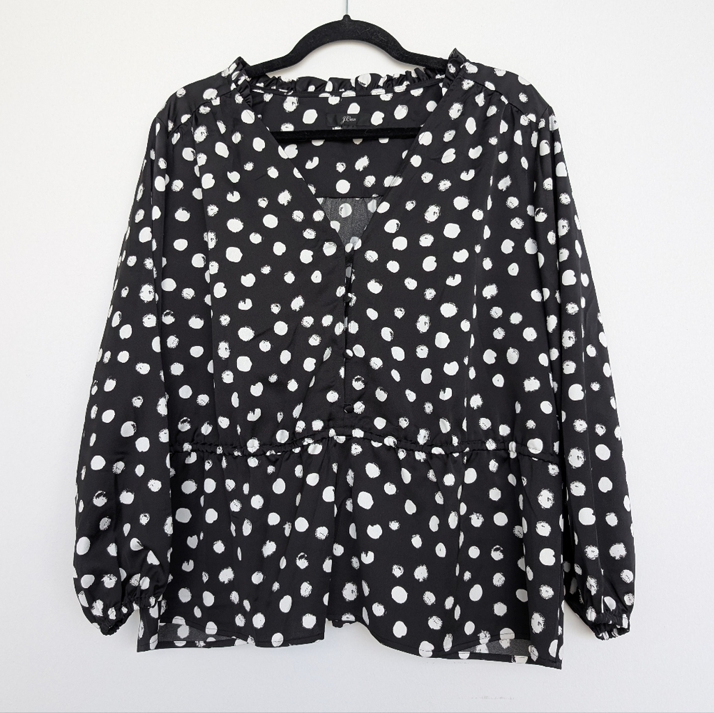 J. Crew Black and White Polka Dot Blouse
